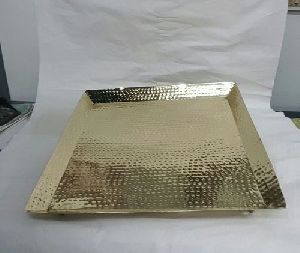 Brass Rectangle Hammered Tray