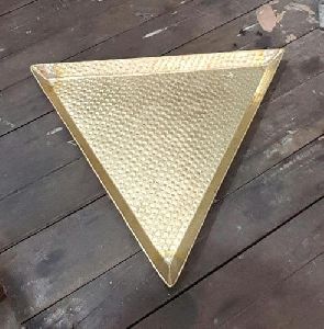 Brass Triangle Hammered Tray