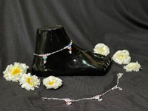 Party Wear Silver Anklets