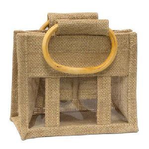 JUTE JAR BAG WITH PVC WINDOW