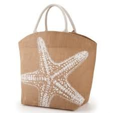 WHITE PRINTED JUTE BEACH BAG