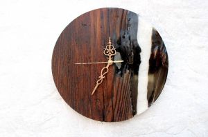 3D Wooden Texture Round Wall Clocks