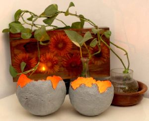 Natural Concrete Votive Candle Holders