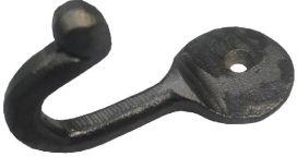 Cast iron single coat hook lacquered hand forged look