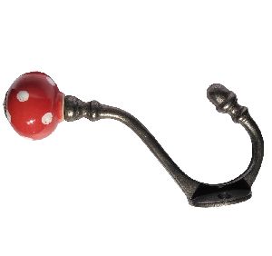 Ceramic red pattern matte lacquered cast iron coat hook