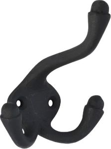 Double cast iron coat hook