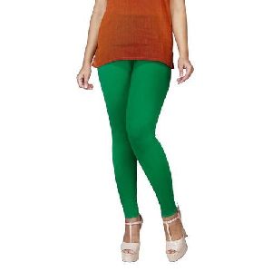 Green Cotton Lycra Kali Ankle Length Leggings