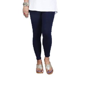 Navy Blue Cotton Lycra Kali Ankle Length Leggings