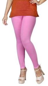 Pink Cotton Lycra Kali Ankle Length Leggings