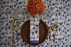 Hand Block Printed Blue & Purple Tablecloth