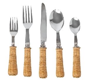 Ratan steel spoon set