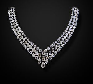 Three Line Solitaire Diamond Necklace