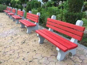 Red Concrete Garden Bench