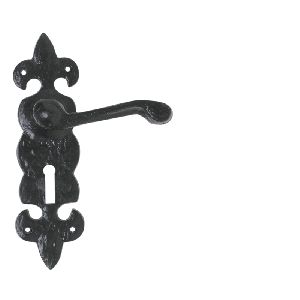 Black Antique Fleur De Lys Lever Lock Handle