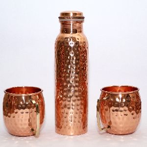 Hammered Copper Water Bottle and Moscow Mule Mugs