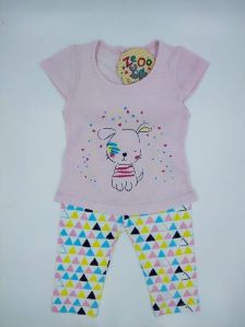 Kids Girl Top And Printed Capri Set