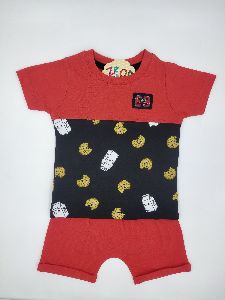 Zeoo Boys Fancy Red & Black Printed Baba Suit