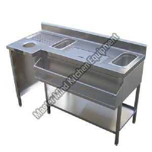 Stainless Steel Cocktail Bar Station with Ice Bucket