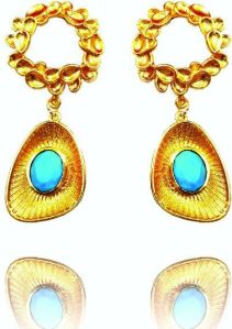 Brass Earrings With Stone