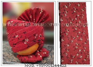 Imperial Red Printed Wedding Safa & Turban