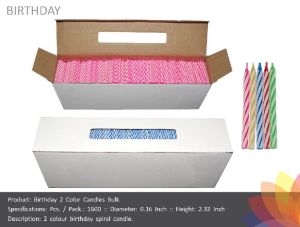 2 Color Birthday Spiral Candle Bulk