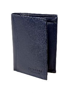 Solid Blue Color Genuine Leather Men's Wallet