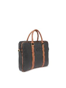 Unisex Black & Brown Colourblocked Laptop Bag