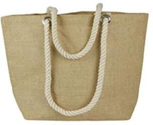 NATURAL JUTE BEACH BAG WITH ROPE HANDLE