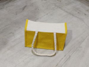 YELLOW JUTE BAG WITH ROPE HANDLE