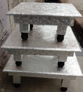 Wooden Stools with alluminium sheet design