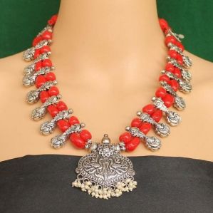 Ethnic Oxidized Silver Necklace