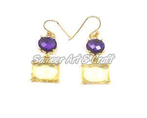 Amethyst Citrine Quartz Gemstone Earring