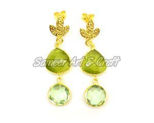 Green Amethyst & Monolisa Gemstone Stud Earring