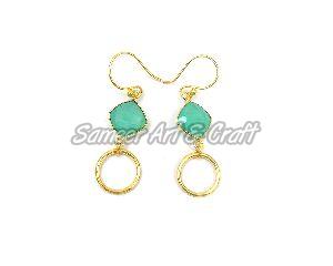 Aqua Chalcedony Gemstone Earring with Gold Plated