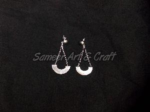 Black Druzy Round Shape Silver Plated Jewelry Making Gemstone Stud Earring