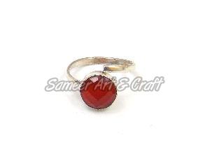 Carnelian Gemstone Ring with Silver Plated