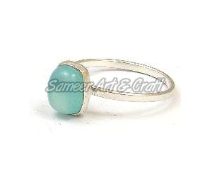 Crystal Chalcedony Gemstone Ring with Silver Plated