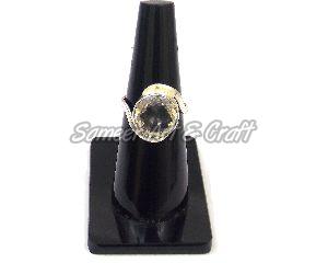 Crystal Gemstone Ring Round shape with Silver Plated