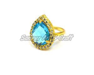 Cubic Zircon & Blue Topaz Gemstone Ring