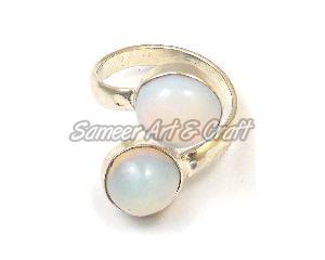 Opalite Gemstone Round and Oval ring with Silver plated