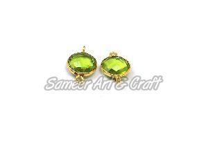 Peridot Quartz Gemstone Bezel Connector