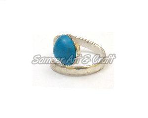 Turquoise Gemstone Ring with Silver Plated