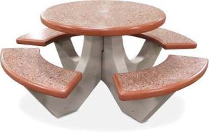 circular table with four benches