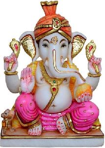 12 Inch Marble Ganesh Statue