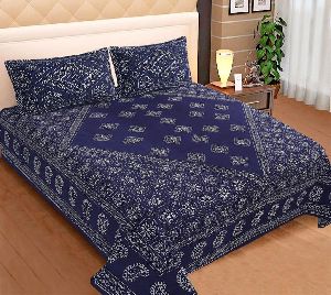 Cotton Printed Bedsheet King Size Rajasthani Indian Indigo