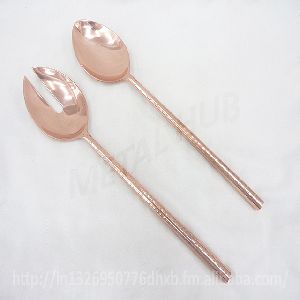 Hammered Copper Salad Server Set