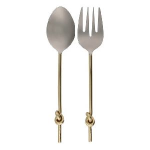 Royal Salad Server Set with Knot Gold Handle