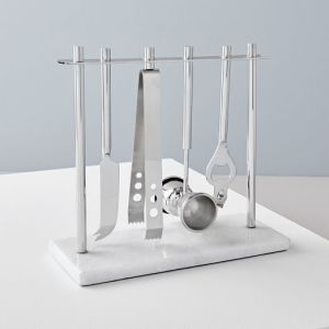 Stainless Steel Bar Tool Set With Marble Stand