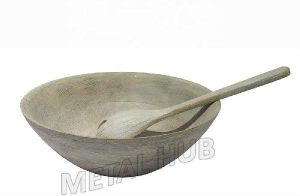 Wooden Serving Bowl with Spoon