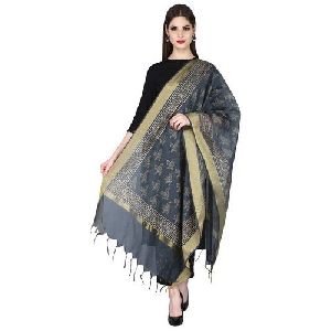 Black Printed Cotton Dupatta